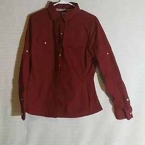 Dark Red, Button Down Shirt, with Collar.